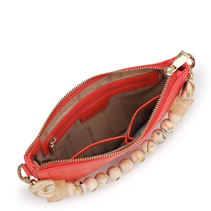 Da Milano Corallo Small Franzy Leather Baguette - Corallo for Women | Best Price UAE